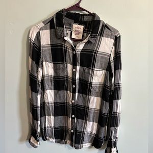Black and white flannel button up